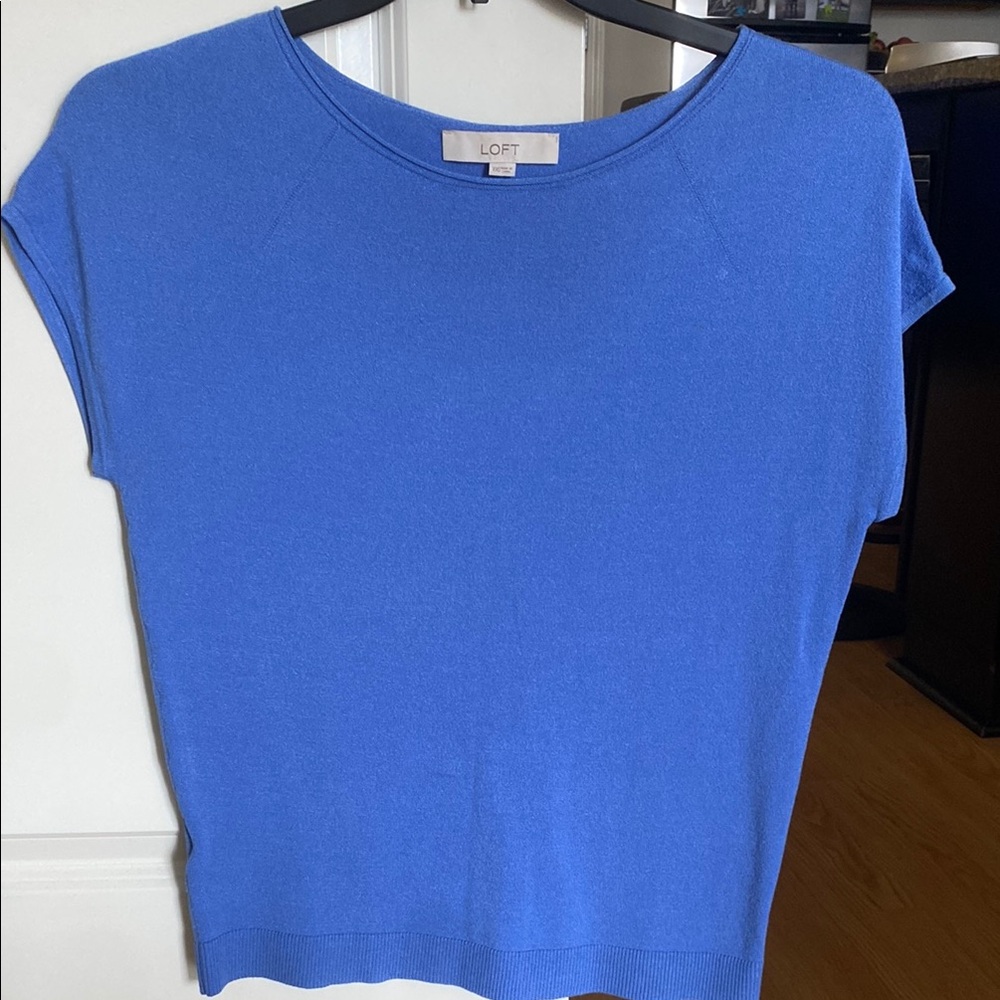 LOFT Blue Cap Sleeve T-Shirt Relaxed Fit